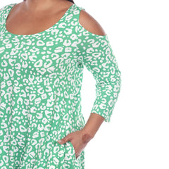 Plus Size Leopard Cold Shoulder Tunic