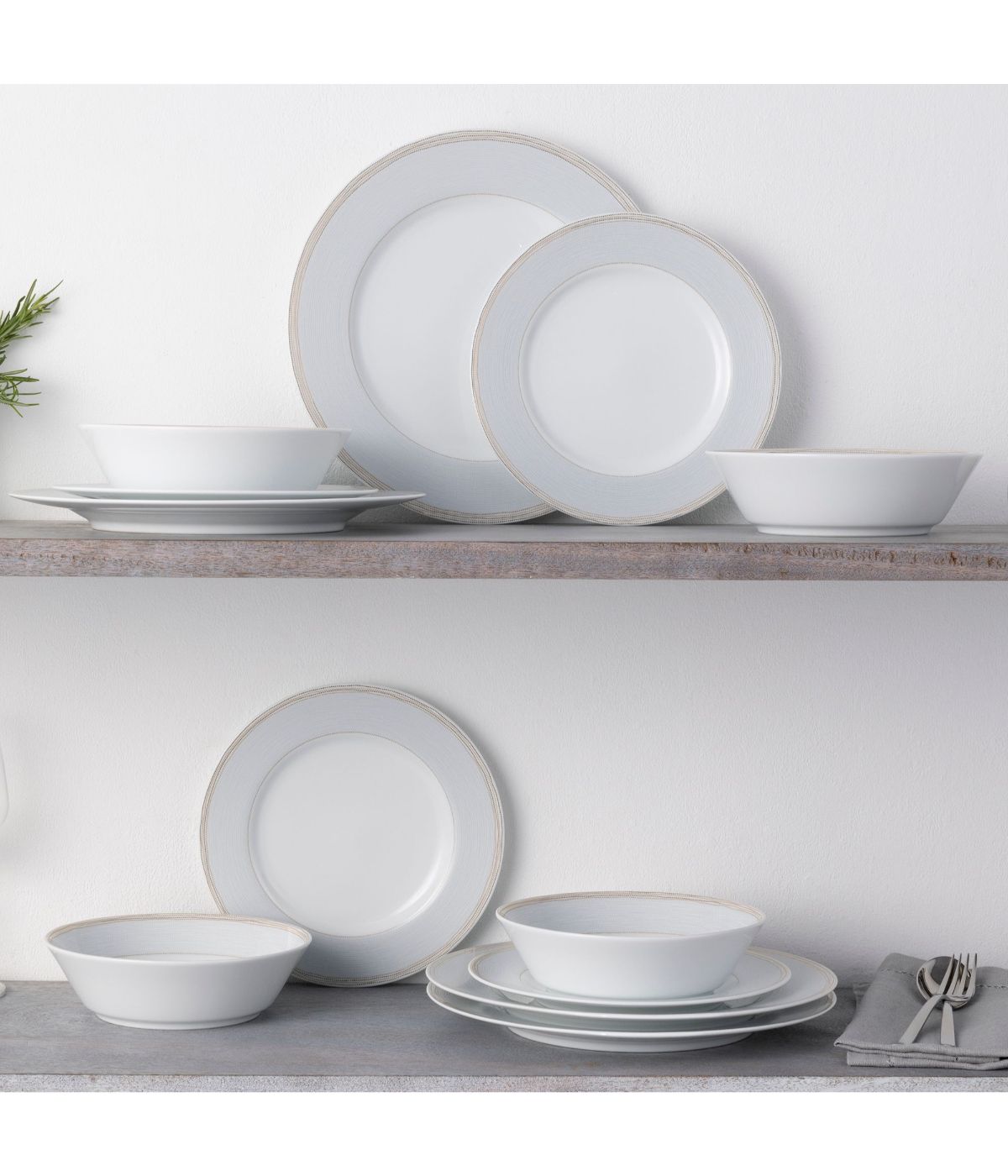  Noritake Linen Road Set of 4 Salad Plates - White - Bonton