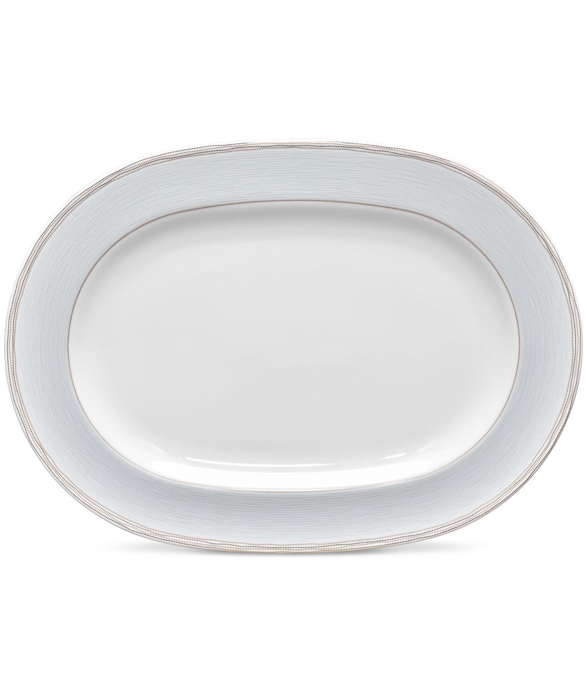  Noritake Linen Road Oval Platter - White - Bonton