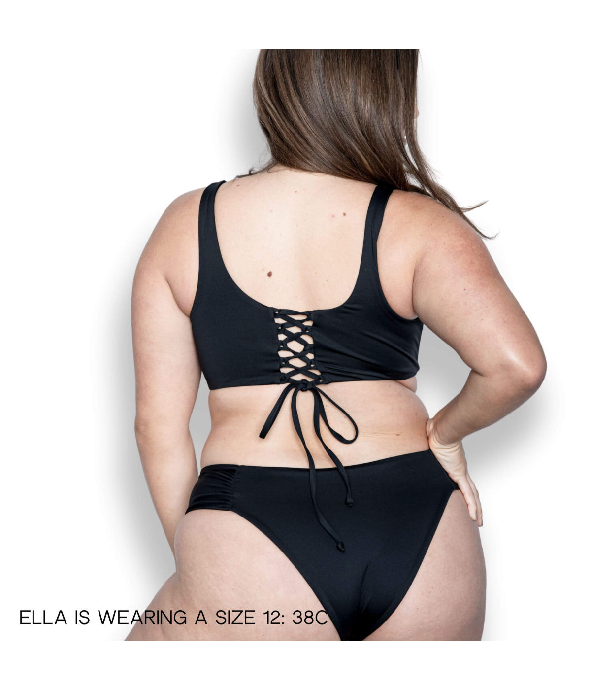  Hermosa Bikini Top with Lace Up Back and Full Support - Black - Bonton