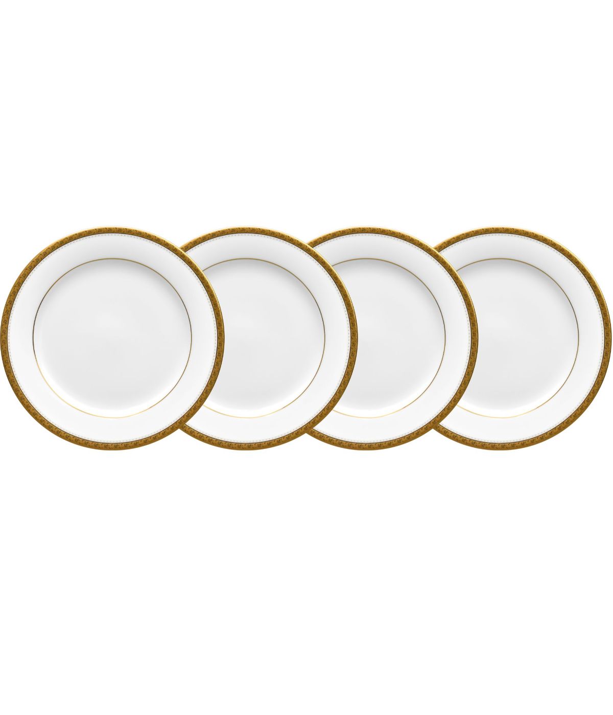  Noritake Charlotta Gold Set of 4 Bread & Butter/Appetizer Plates - White - Bonton