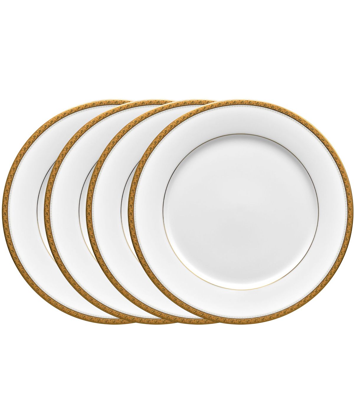  Noritake Charlotta Gold Set of 4 Dinner Plates - White - Bonton