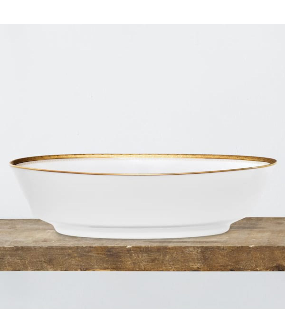  Noritake Charlotta Gold Oval Vegetable Bowl - White - Bonton