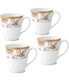  Noritake Charlotta Gold Set of 4 Holiday Harvest Mugs - White - Bonton