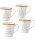  Noritake Charlotta Gold Set of 4 Holiday Tree Mugs - White - Bonton