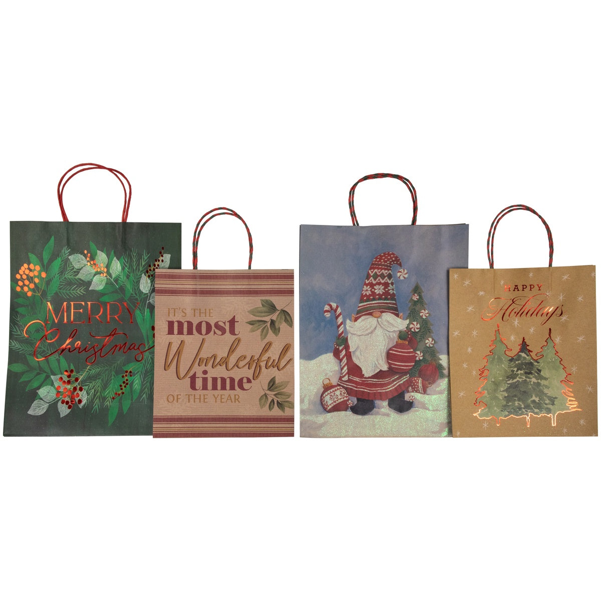  Northlight 20-Count Assorted Christmas Themed Paper Gift Bags - Default Title - Bonton