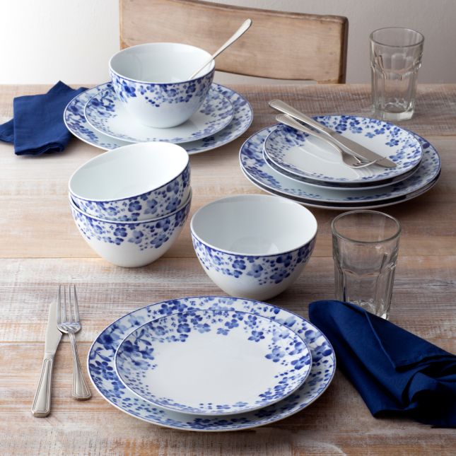  Noritake Bloomington Road 12 Piece Set, Service for 4 - Blue - Bonton