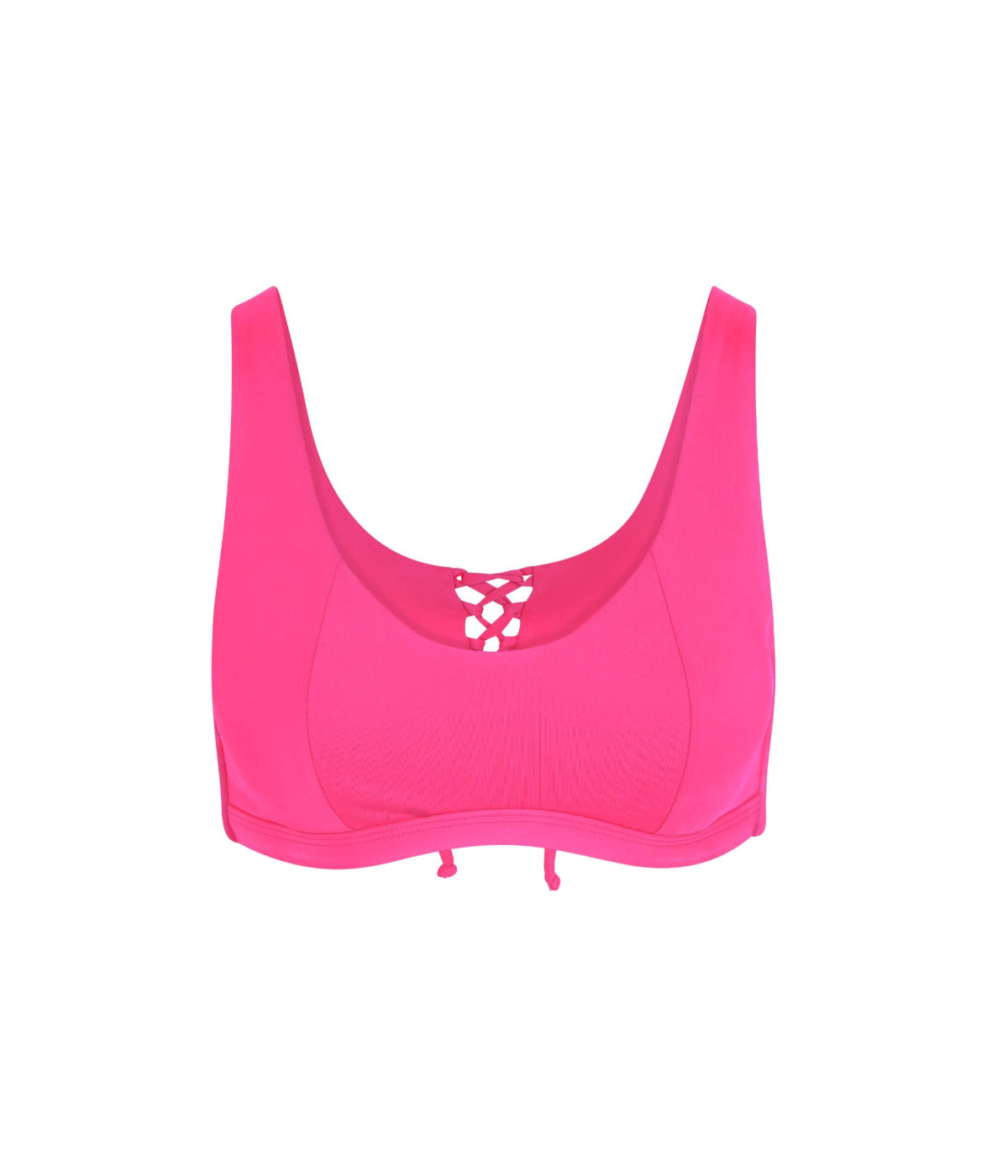  Hermosa Bikini Top with Lace Up Back and Full Support - Hot Pink - Bonton