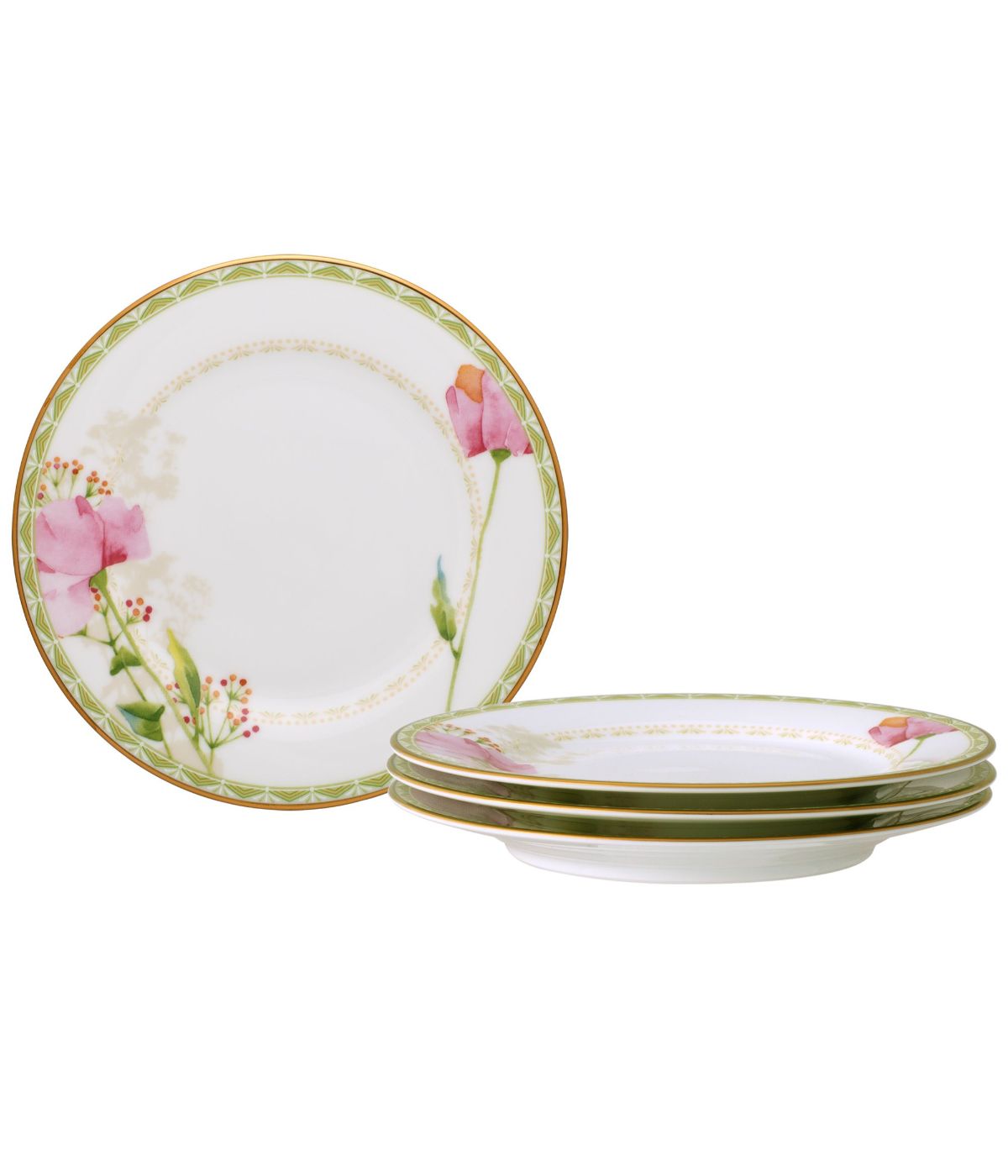  Noritake Poppy Place Set of 4 Bread & Butter/Appetizer Plates - White - Bonton