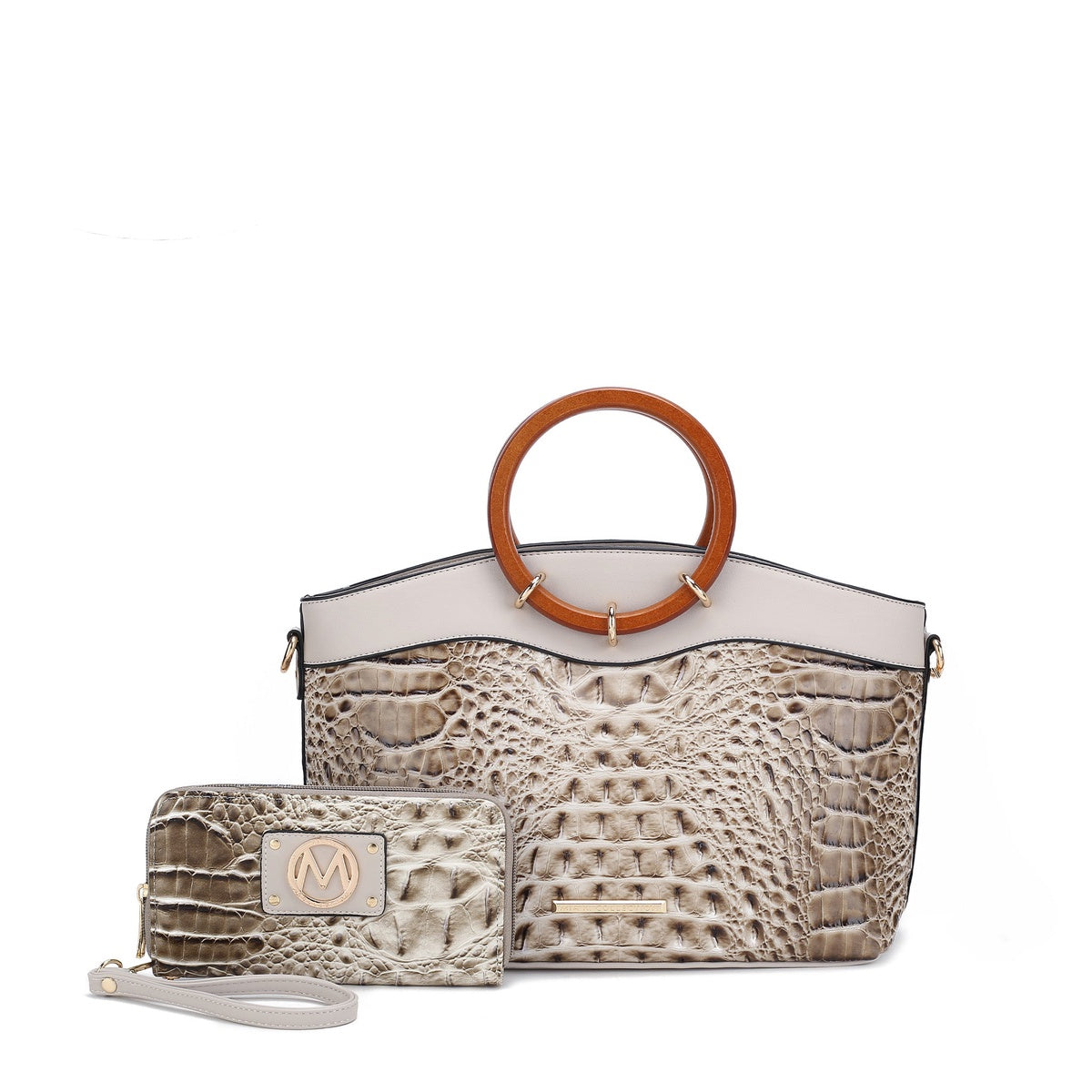  MKF Collection Phoebe Tote Bag and Wallet Set - Croco Black - Bonton