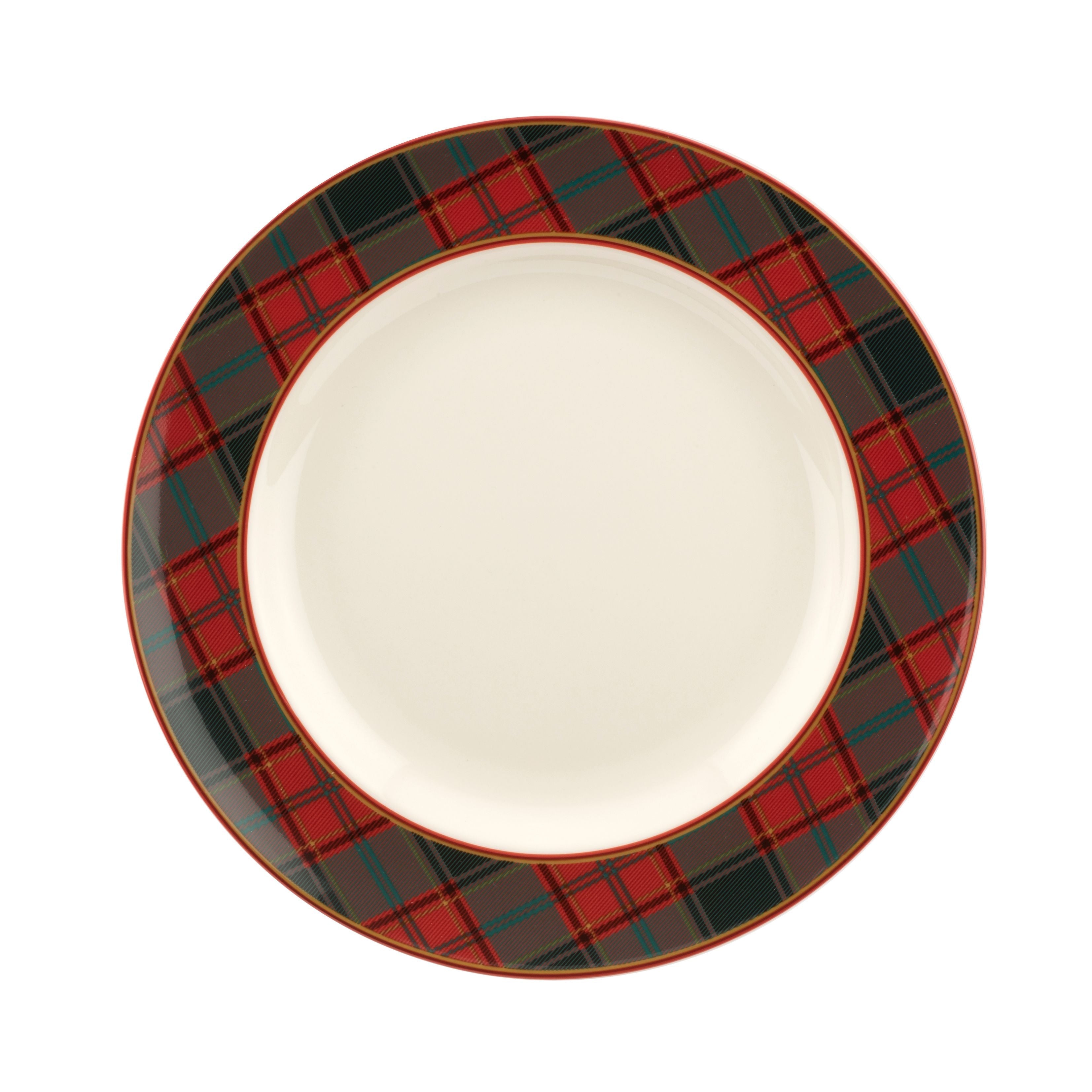  Spode Christmas Tree Tartan Dinner Plate Set of 4 - White - Bonton