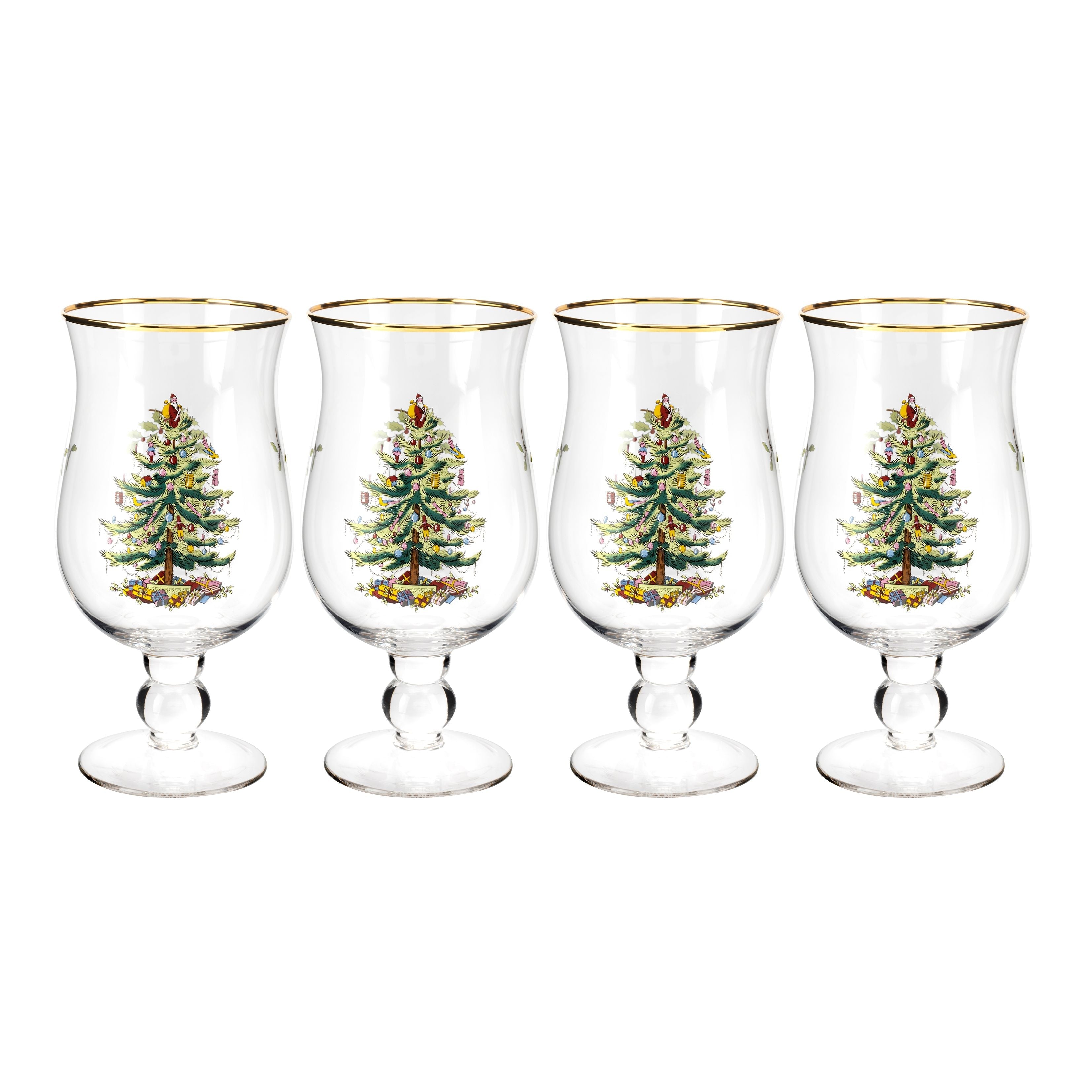  Spode Christmas Tree Tulip Glasses Set of 4 - White - Bonton