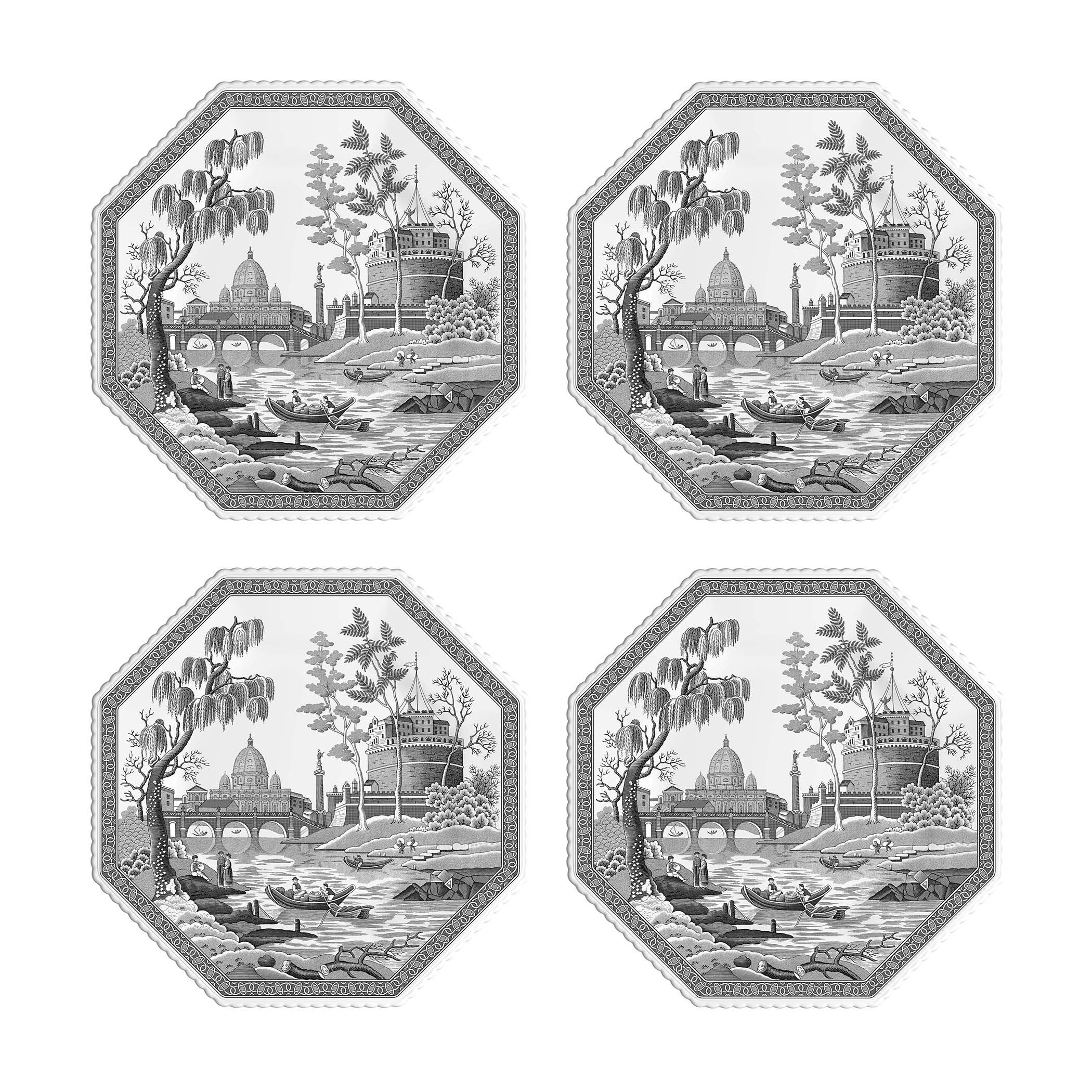  Spode Heritage Collection Rome Octagonal Plate Set of 4 - Multicoloured - Bonton