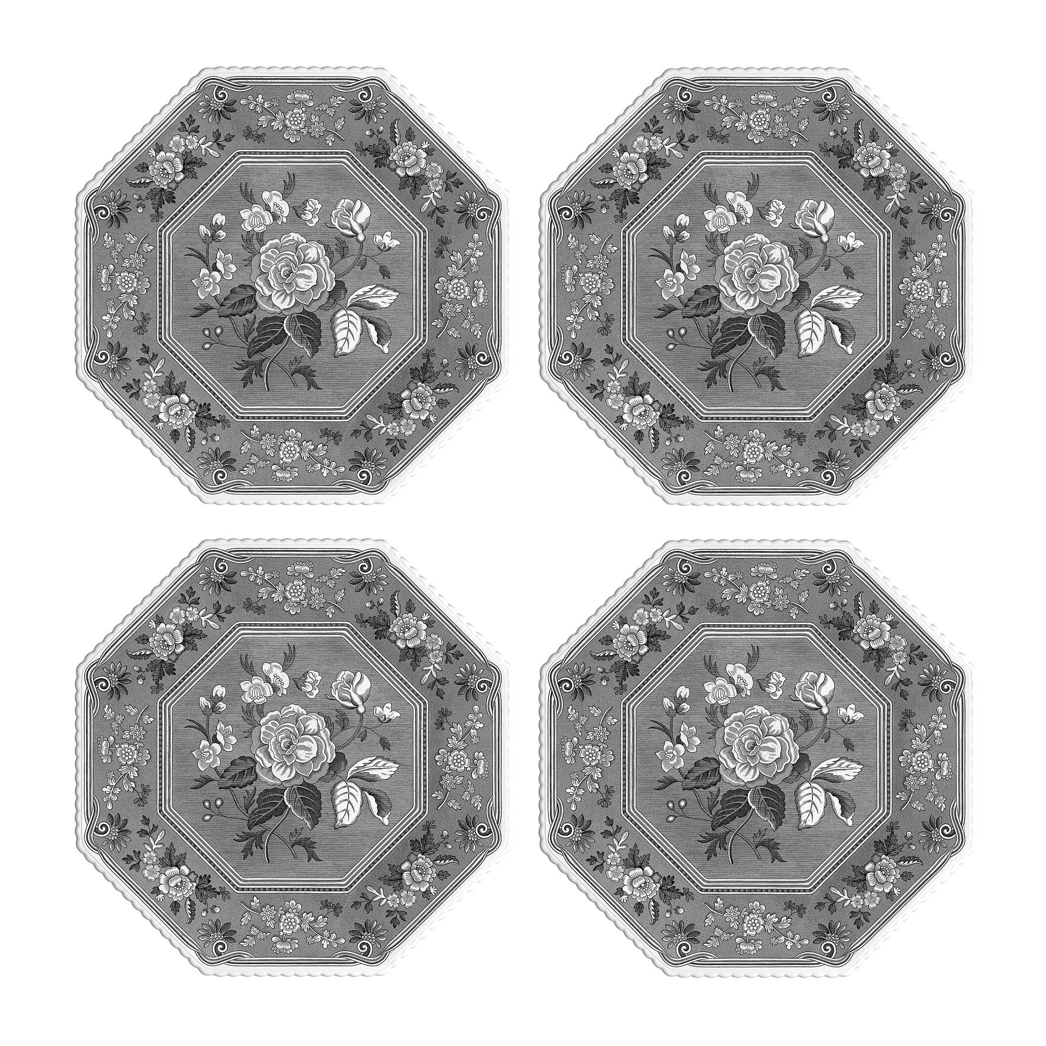  Spode Heritage Collection Botanical Octagonal Plates Set of 4 - Multicoloured - Bonton