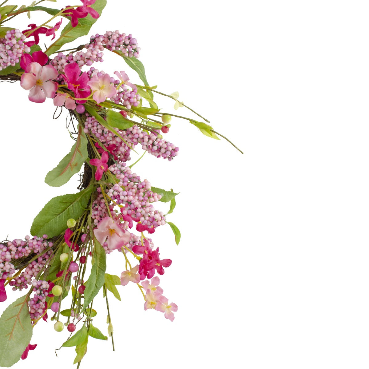  Northlight Geranium and Berry Artificial Spring Floral Wreath  Pink - 18-Inch - Default Title - Bonton