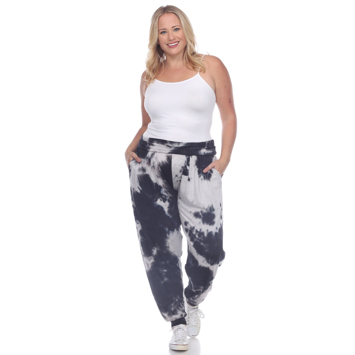  White Mark Plus Size Tie Dye Harem Pants - 1x - Bonton