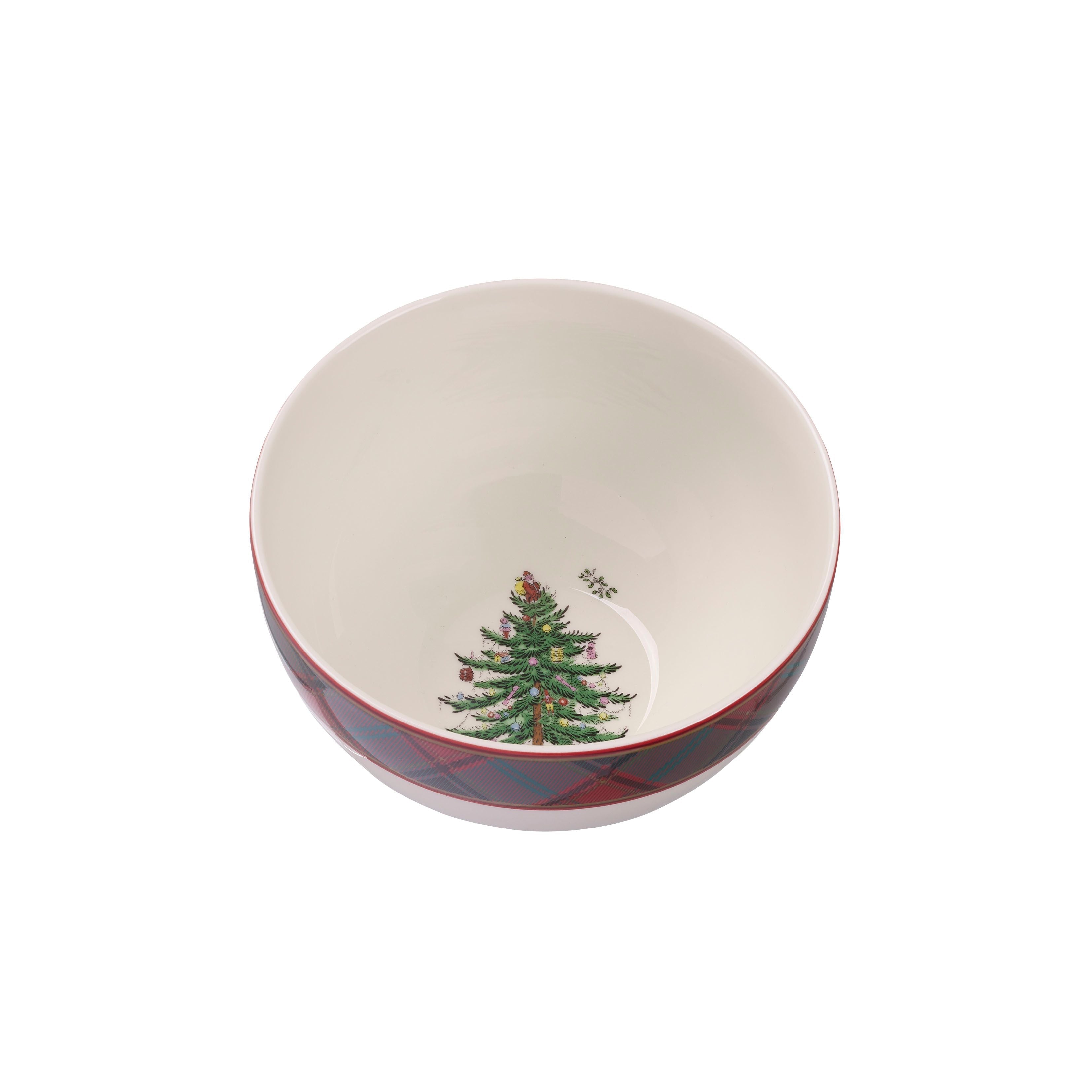  Spode Christmas Tree Tartan Rice Bowl Set of 4 - White - Bonton