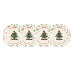 Christmas Tree Polka Dot Dessert Plate Set of 4