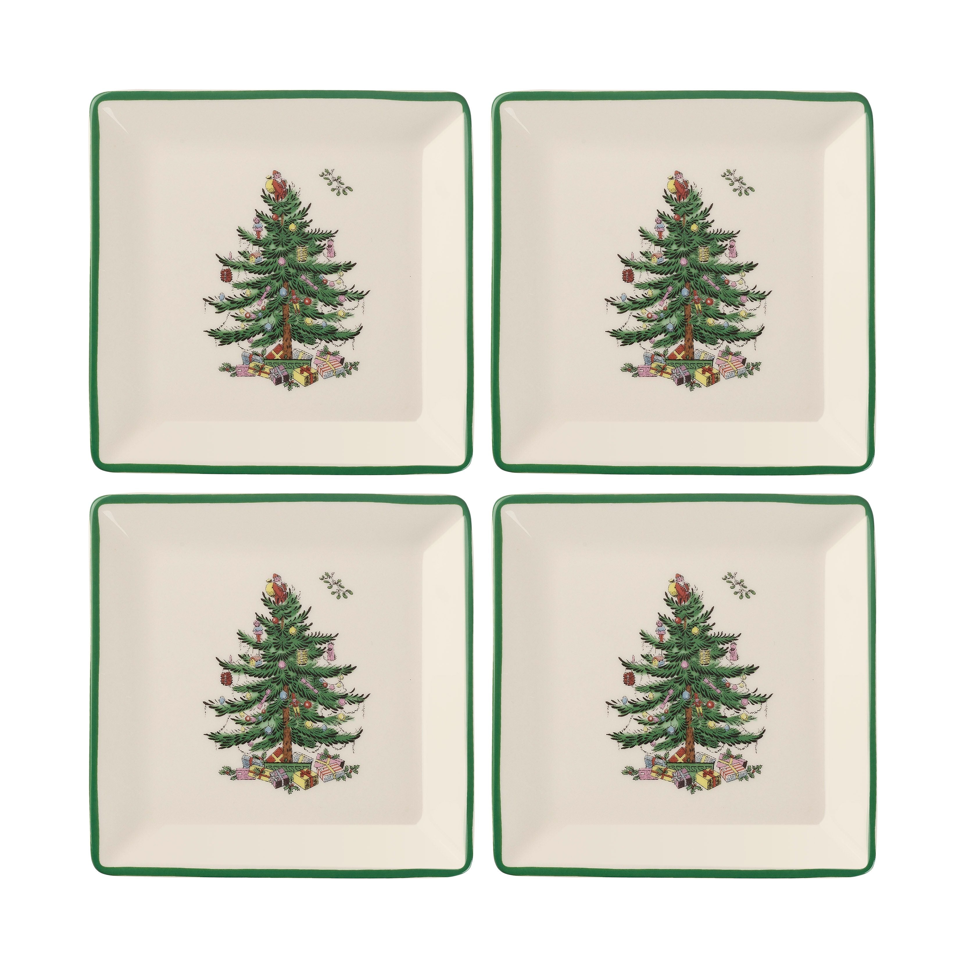  Spode Christmas Tree Tidbit Plates Set of 4 - White - Bonton