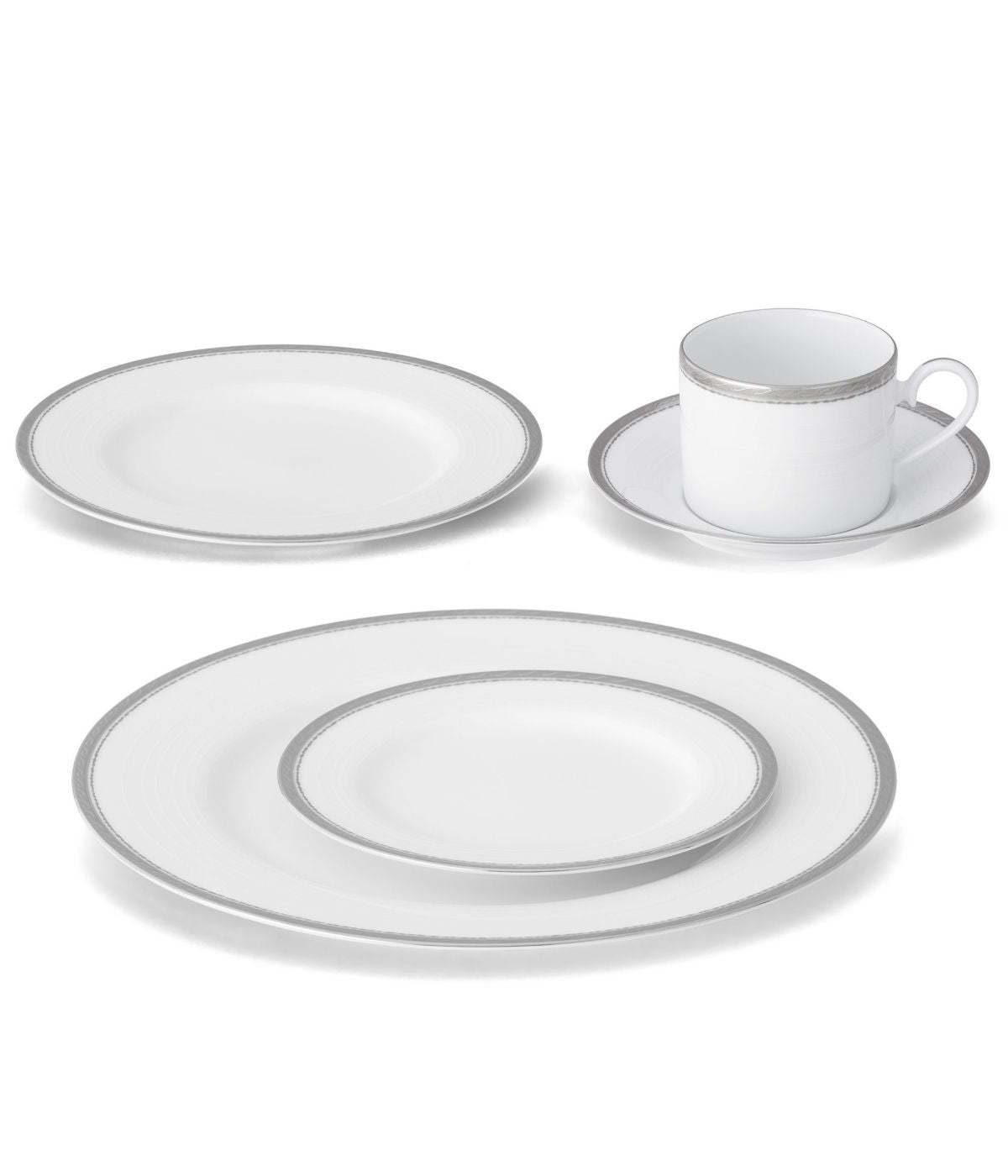  Noritake Whiteridge Platinum 5 Piece Place Setting - White - Bonton