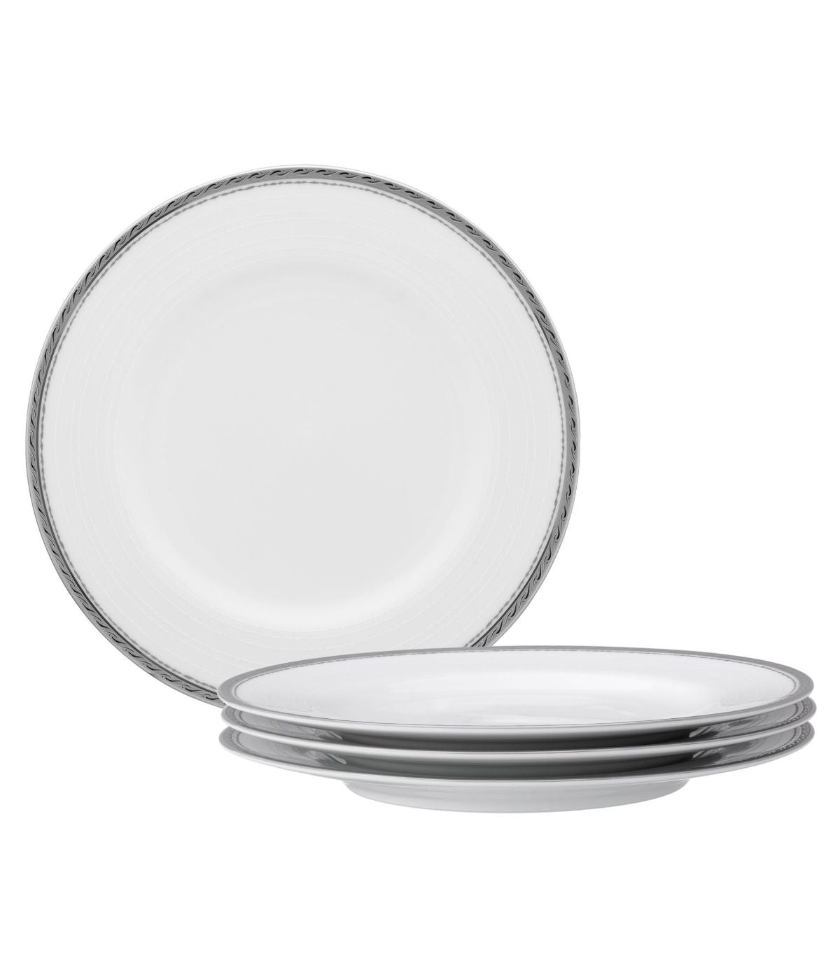  Noritake Whiteridge Platinum Set of 4 Salad Plates - White - Bonton