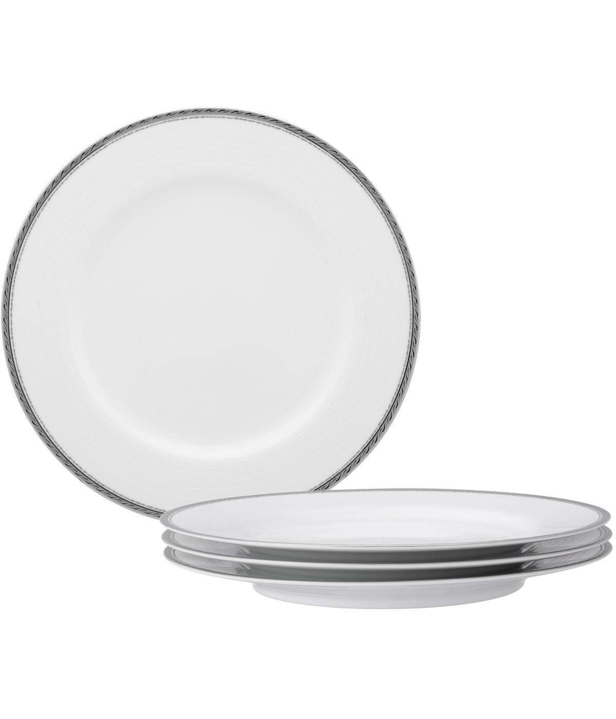  Noritake Whiteridge Platinum Set of 4 Dinner Plates - White - Bonton