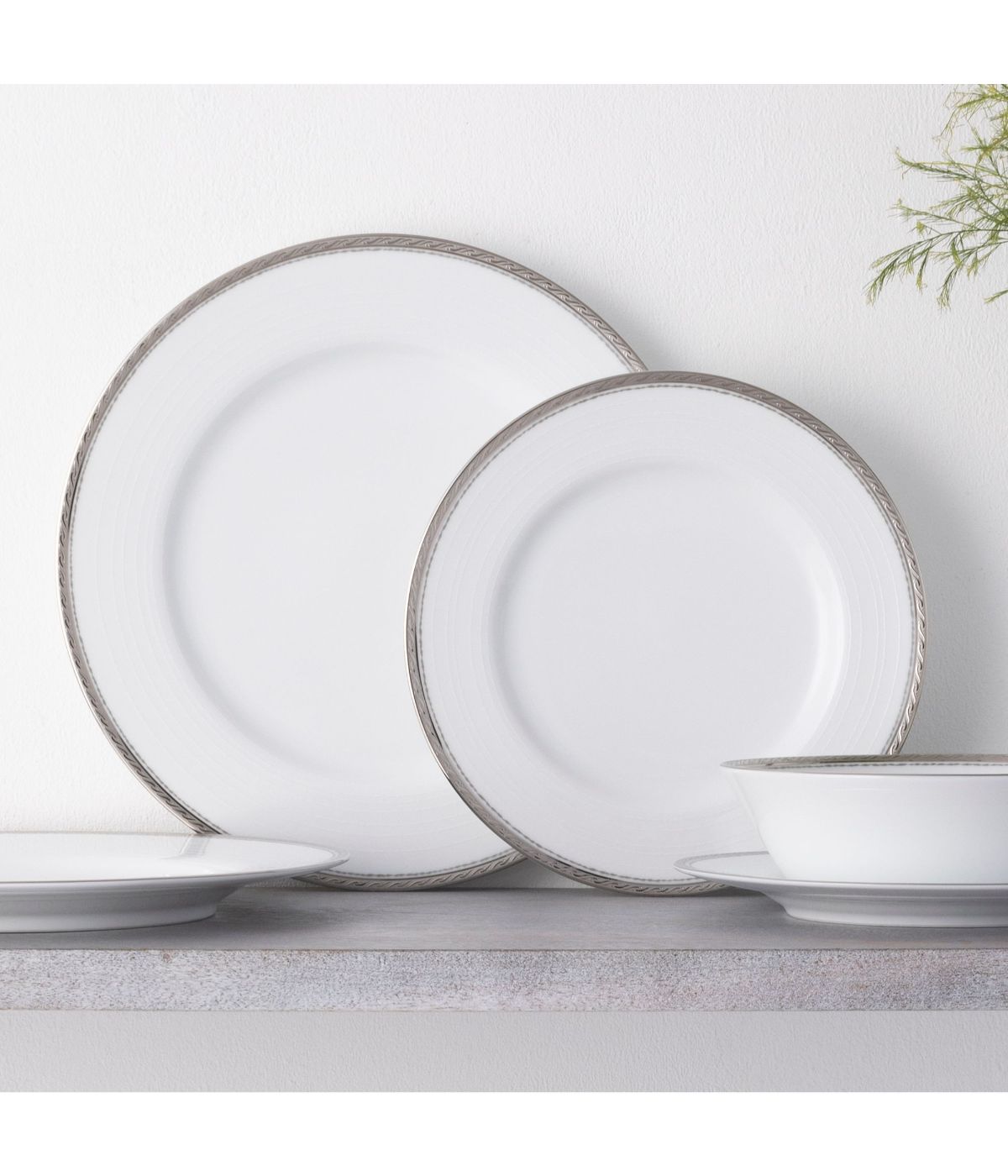  Noritake Whiteridge Platinum Set of 4 Dinner Plates - White - Bonton