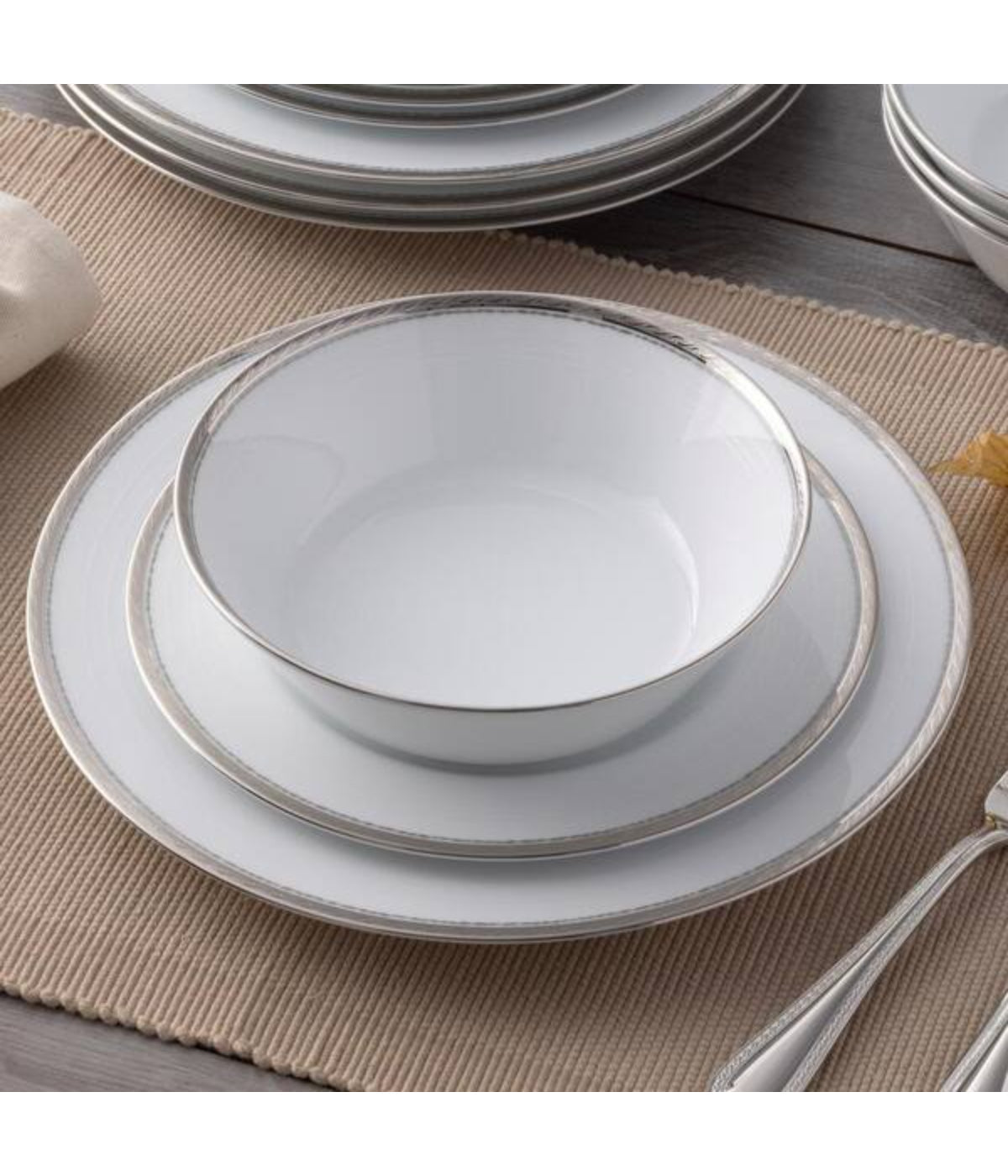  Noritake Whiteridge Platinum Set of 4 Soup Bowls - White - Bonton