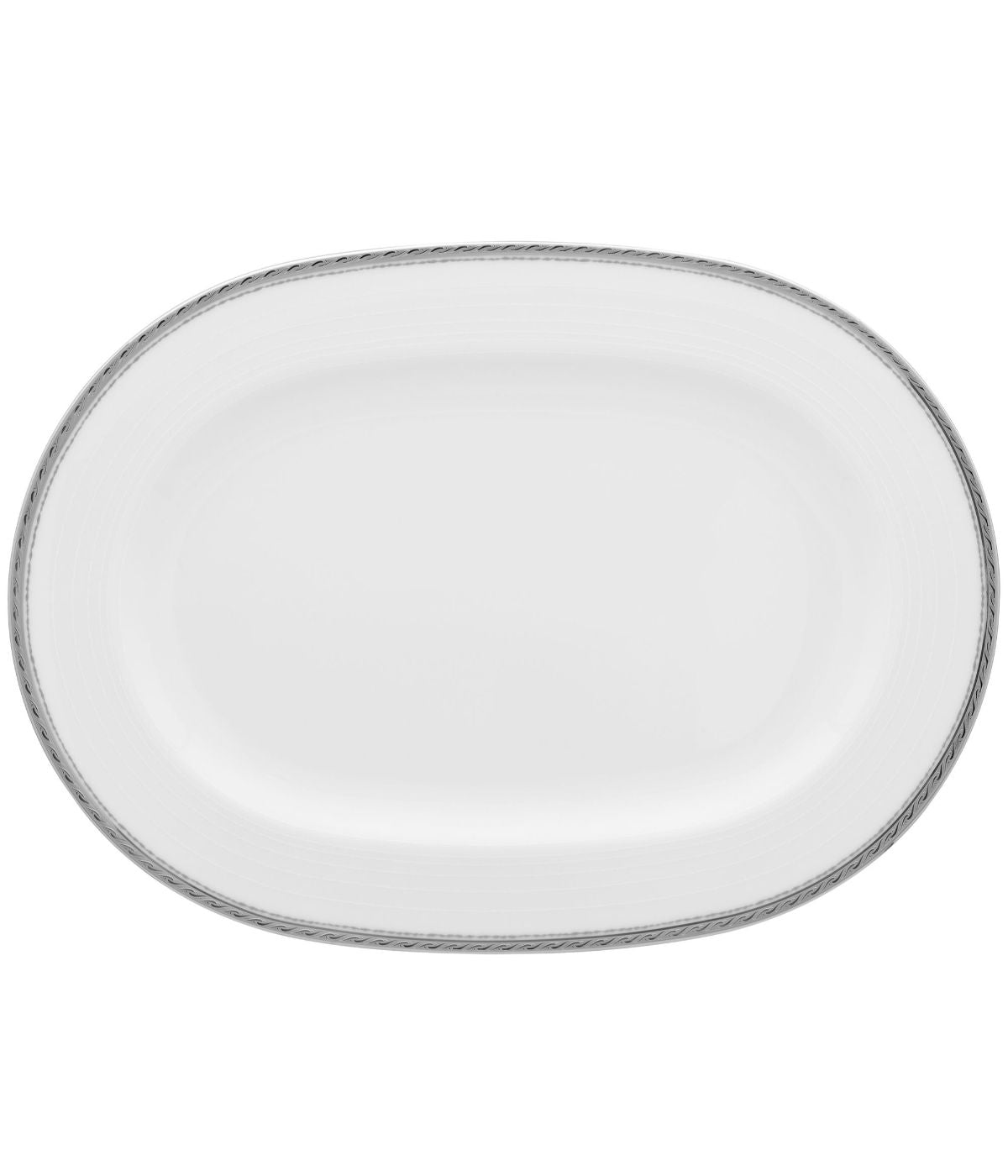  Noritake Whiteridge Platinum Oval Platter - White - Bonton