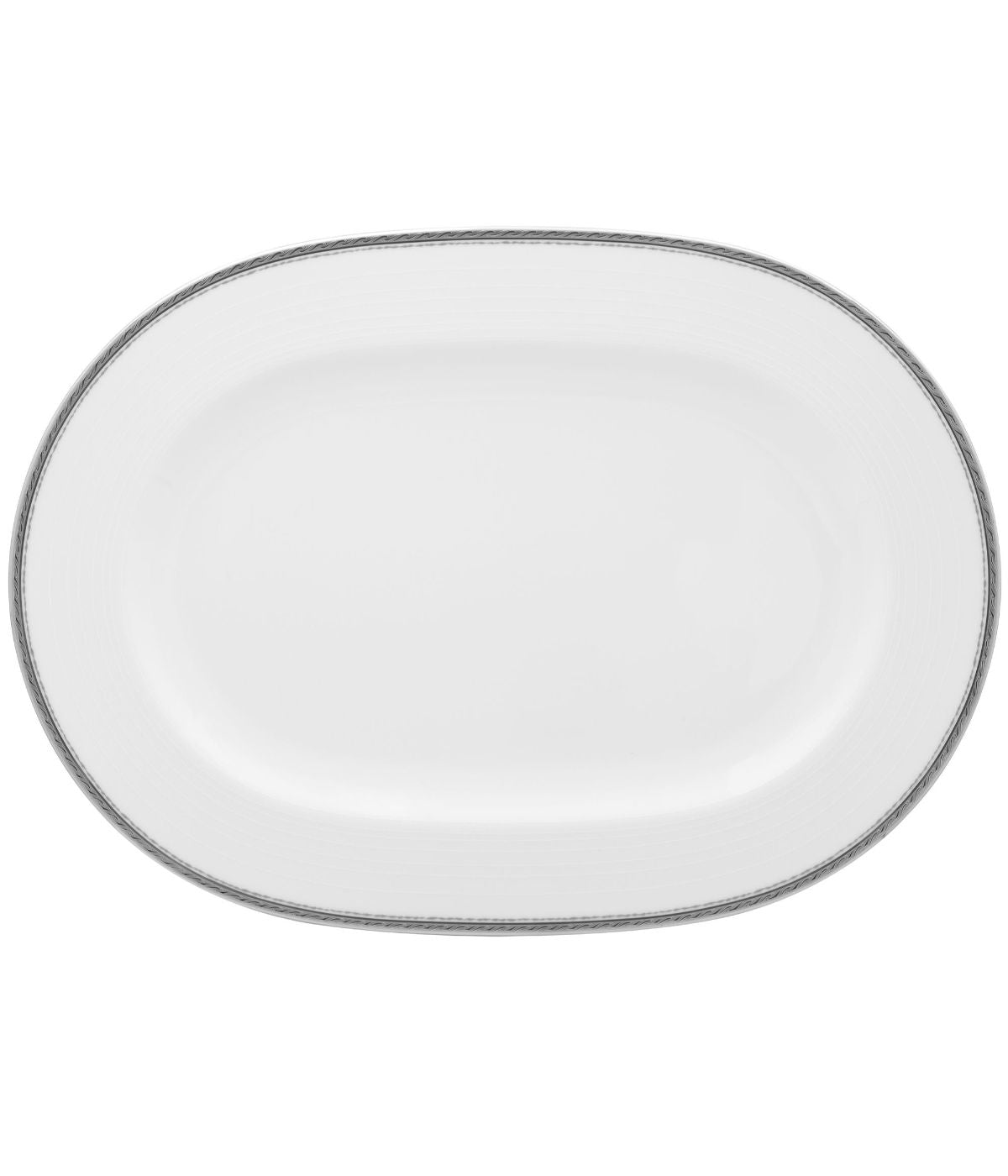  Noritake Whiteridge Platinum Oval Platter - White - Bonton