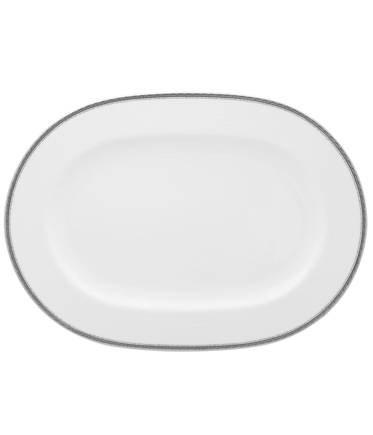  Noritake Whiteridge Platinum Oval Vegetable Bowl - White - Bonton