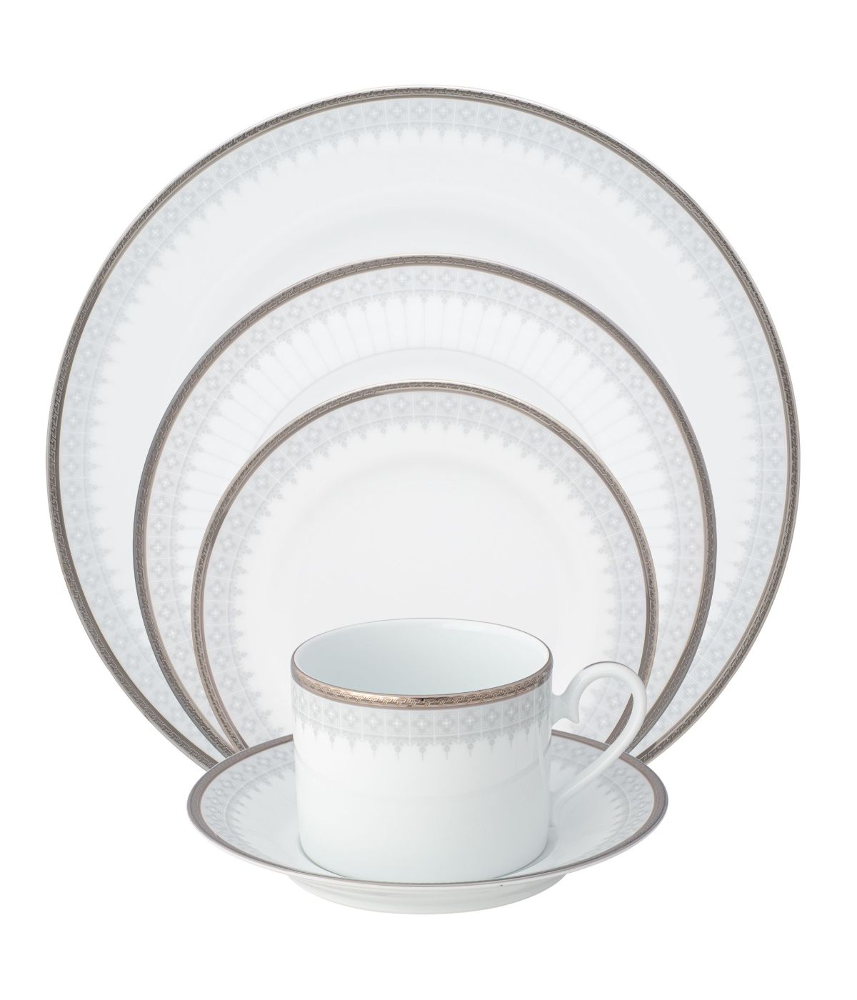  Noritake Silver Colonnade 5 Piece Place Setting - White - Bonton