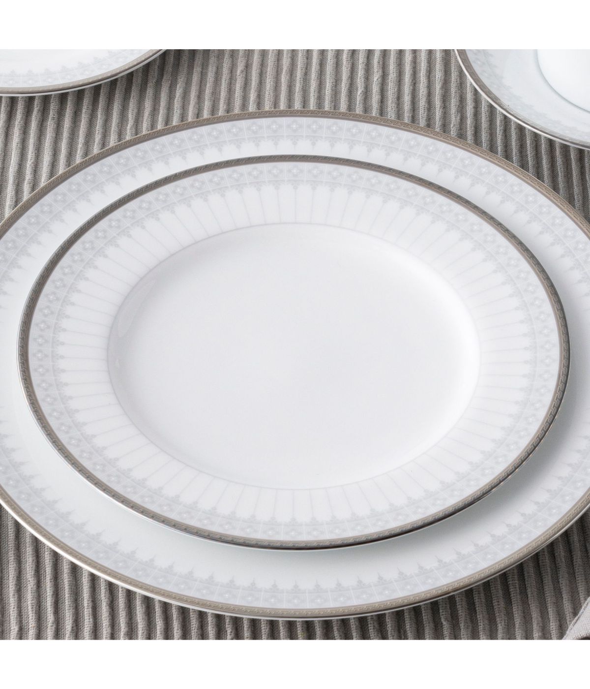  Noritake Silver Colonnade Set of 4 Salad Plates - White - Bonton