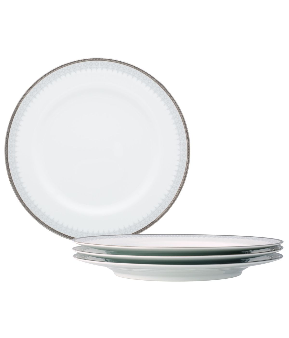  Noritake Silver Colonnade Set of 4 Dinner Plates - White - Bonton