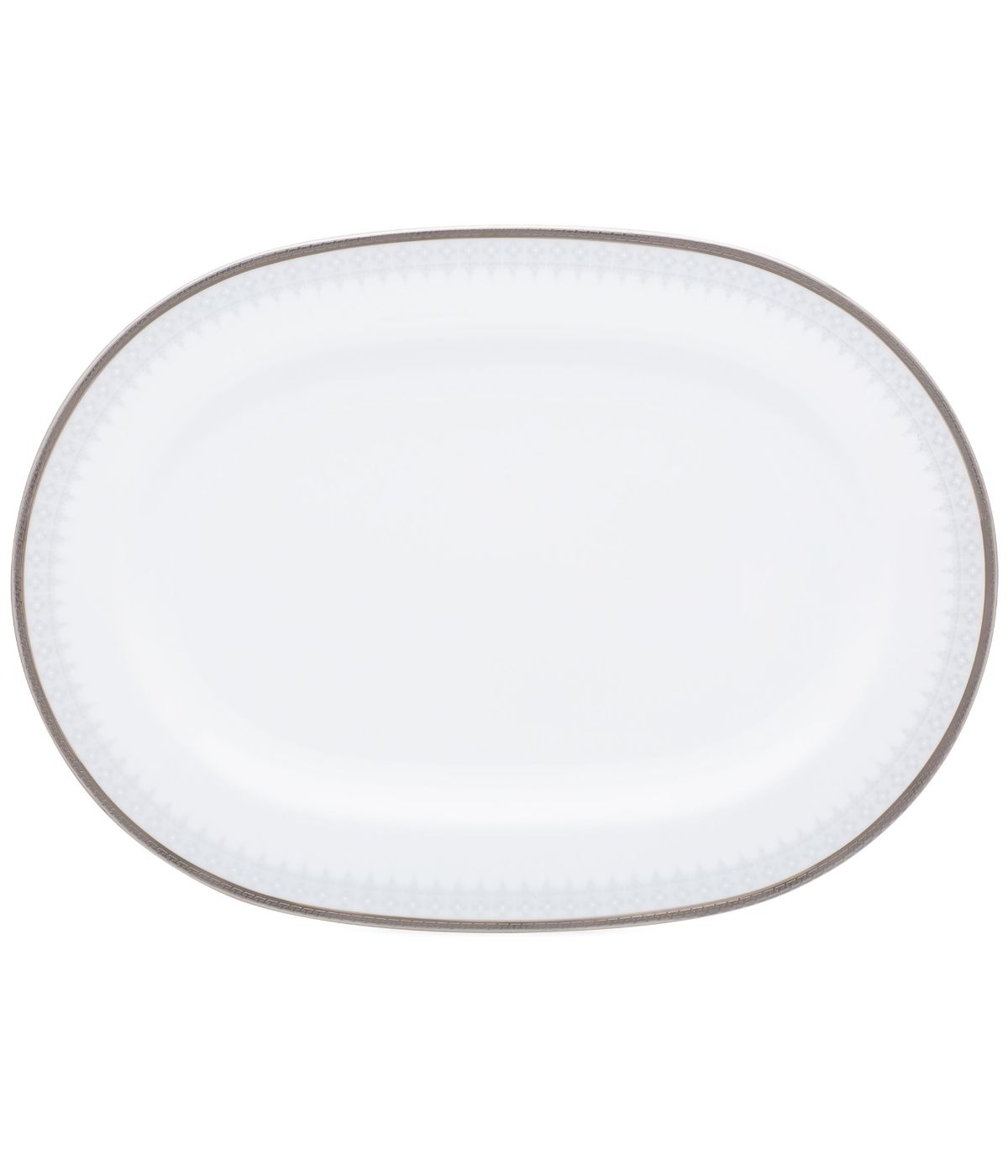  Noritake Silver Colonnade Oval Platter - White - Bonton