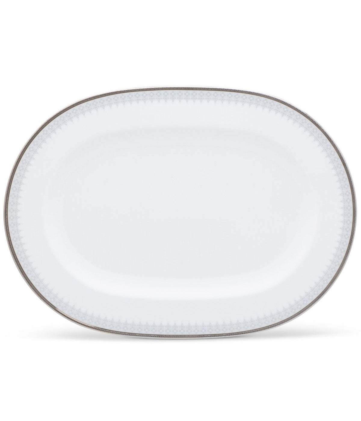  Noritake Silver Colonnade Oval Platter - White - Bonton