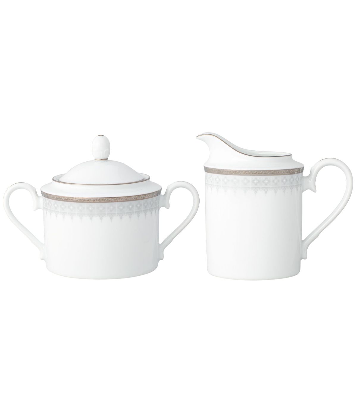  Noritake Silver Colonnade Sugar & Creamer Set - White - Bonton