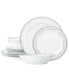  Noritake Satin Flourish 12 Piece Set, Service for 4 - White - Bonton