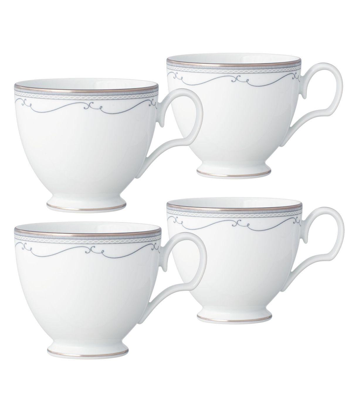  Noritake Satin Flourish Set of 4 Cups - White - Bonton