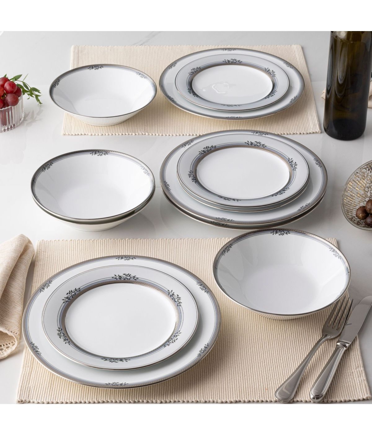  Noritake Laurelvale 12 Piece Set, Service for 4 - White - Bonton