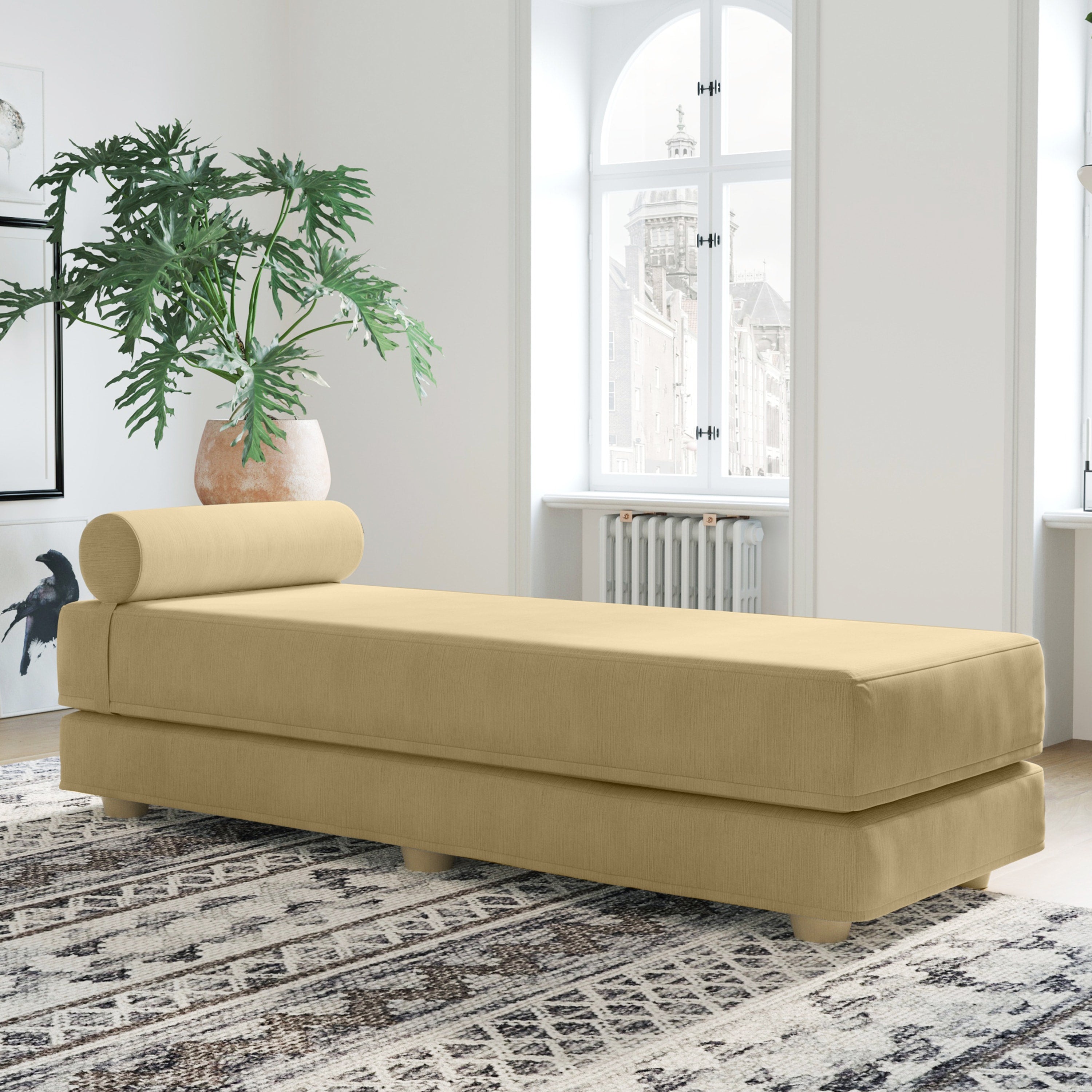  Jaxx Alon Daybed / Fold-Out Queen-Size Mattress - Velvet Twill - Camel - Bonton