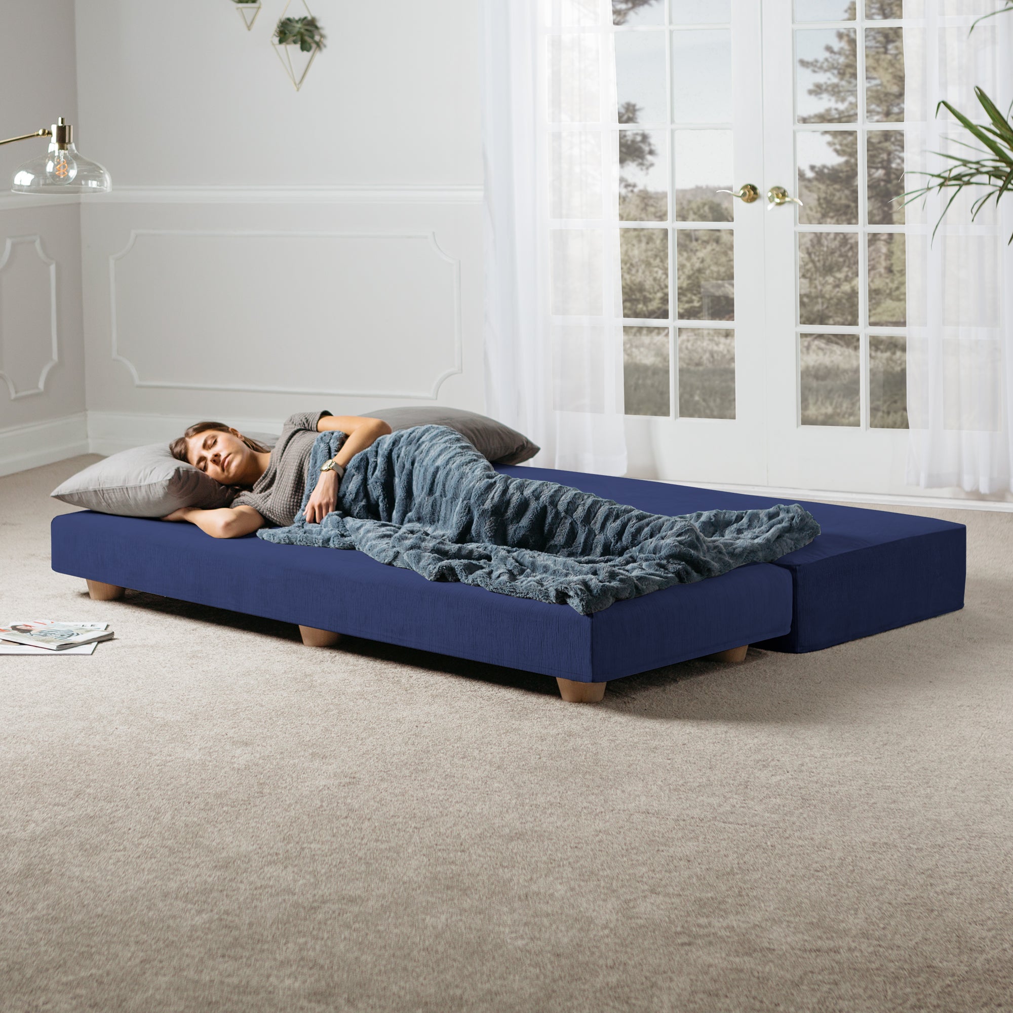  Jaxx Alon Daybed / Fold-Out Queen-Size Mattress - Velvet Twill - Indigo - Bonton