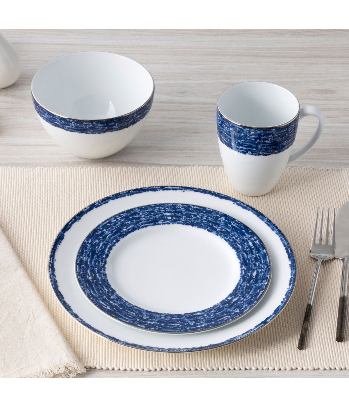  Noritake Rill 4 Piece Place Setting - Blue - Bonton