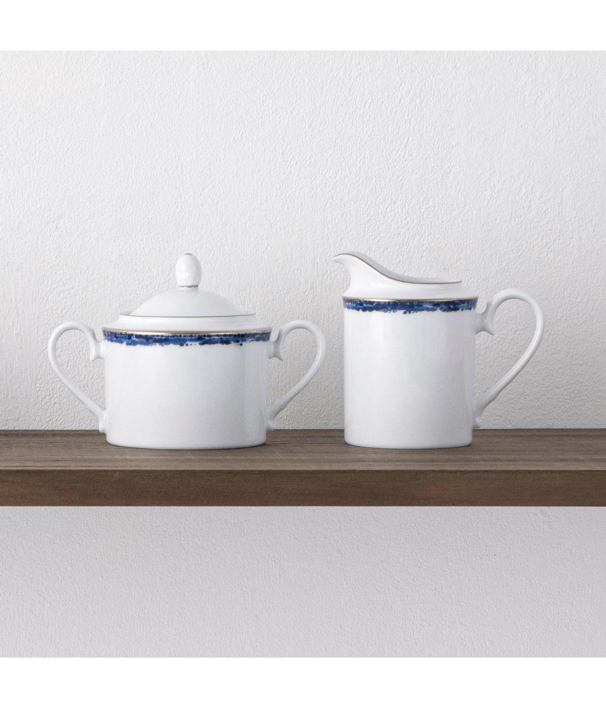  Noritake Rill Sugar & Creamer Set - Blue - Bonton