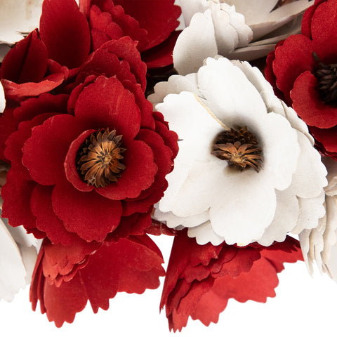 Americana Floral Flag Wood Shavings Wreath - 15"