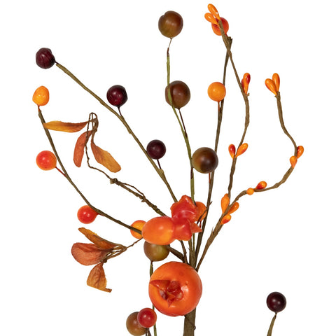 5' X 6" Fall Harvest Berries and Leaves Twig Artificial Garland  Unlit