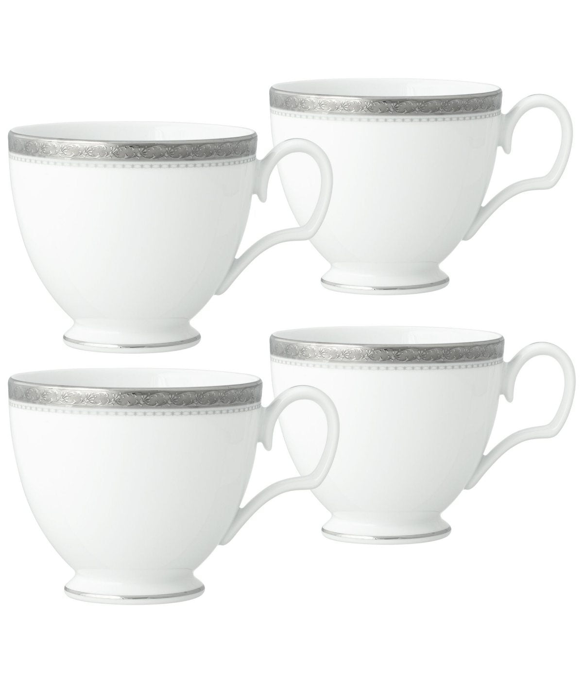  Noritake Charlotta Platinum Set Of 4 Cups - White - Bonton