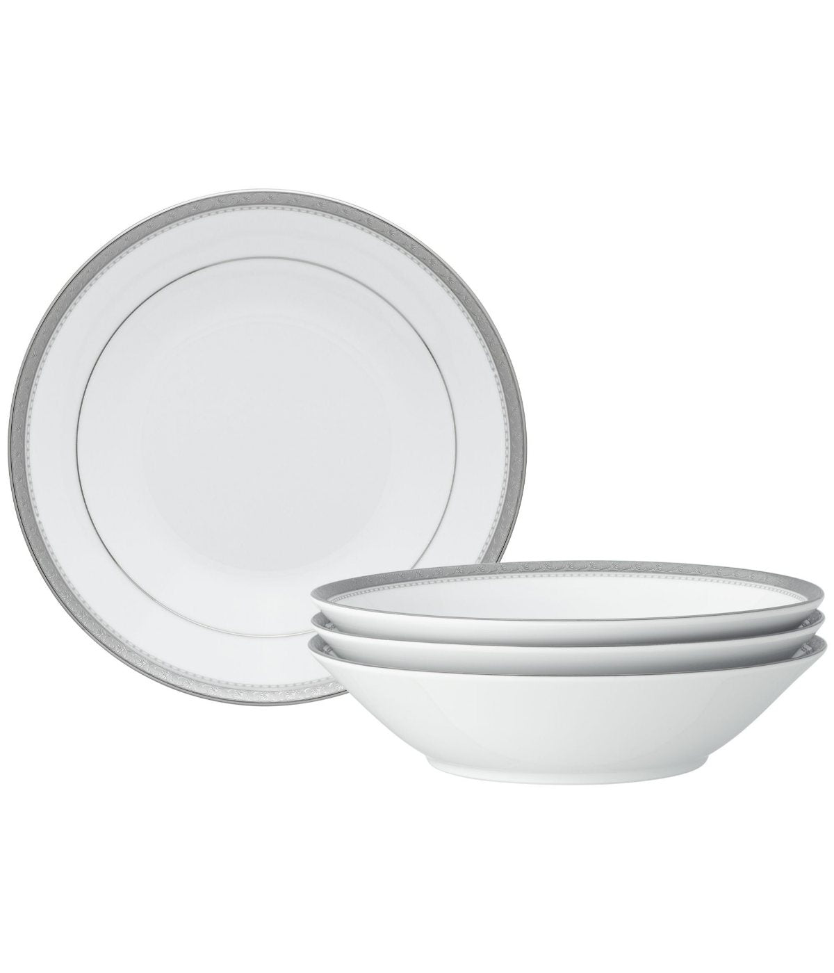  Noritake Charlotta Platinum Set Of 4 Soup Bowls - White - Bonton