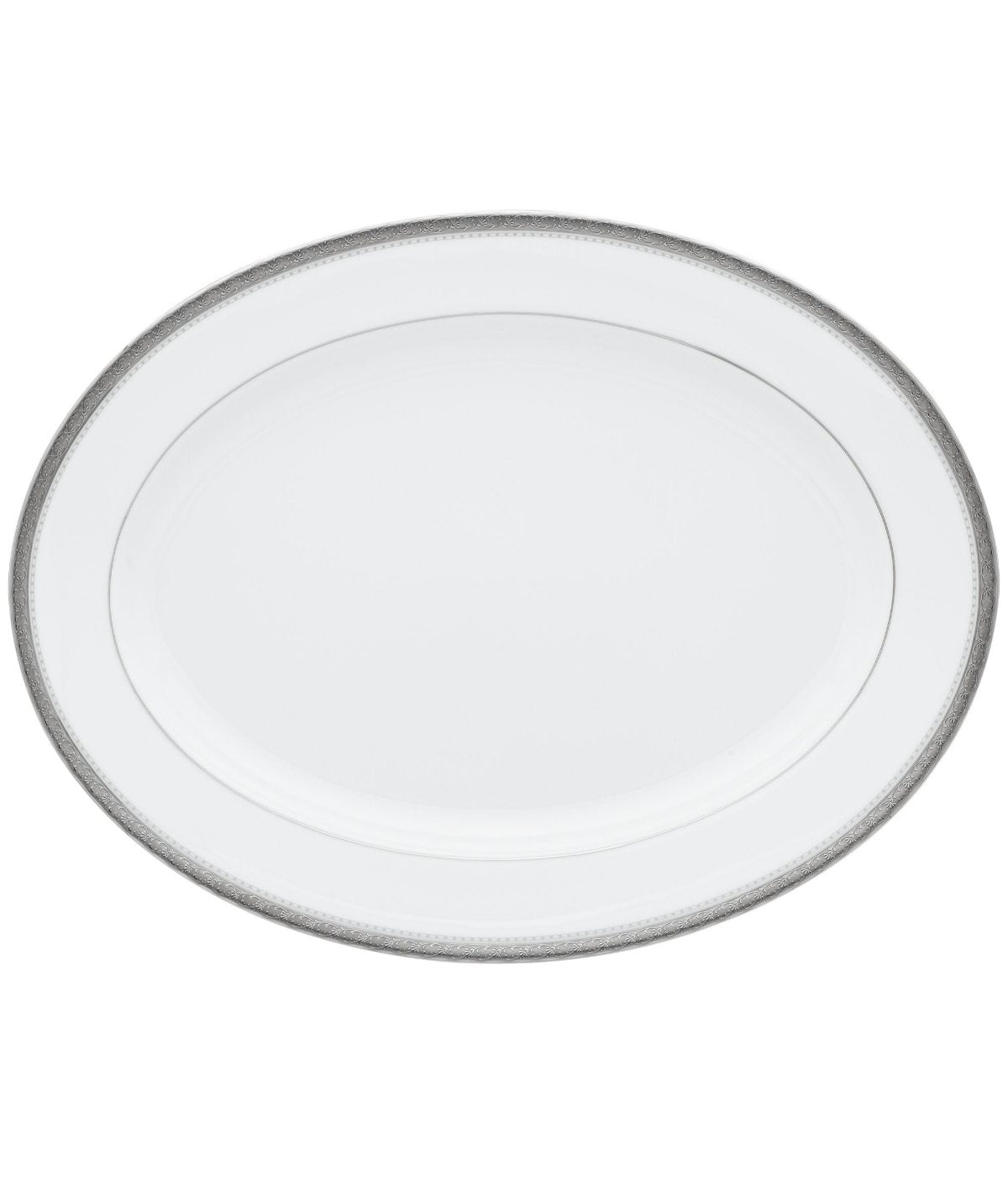  Noritake Charlotta Platinum Oval Platter - White - Bonton