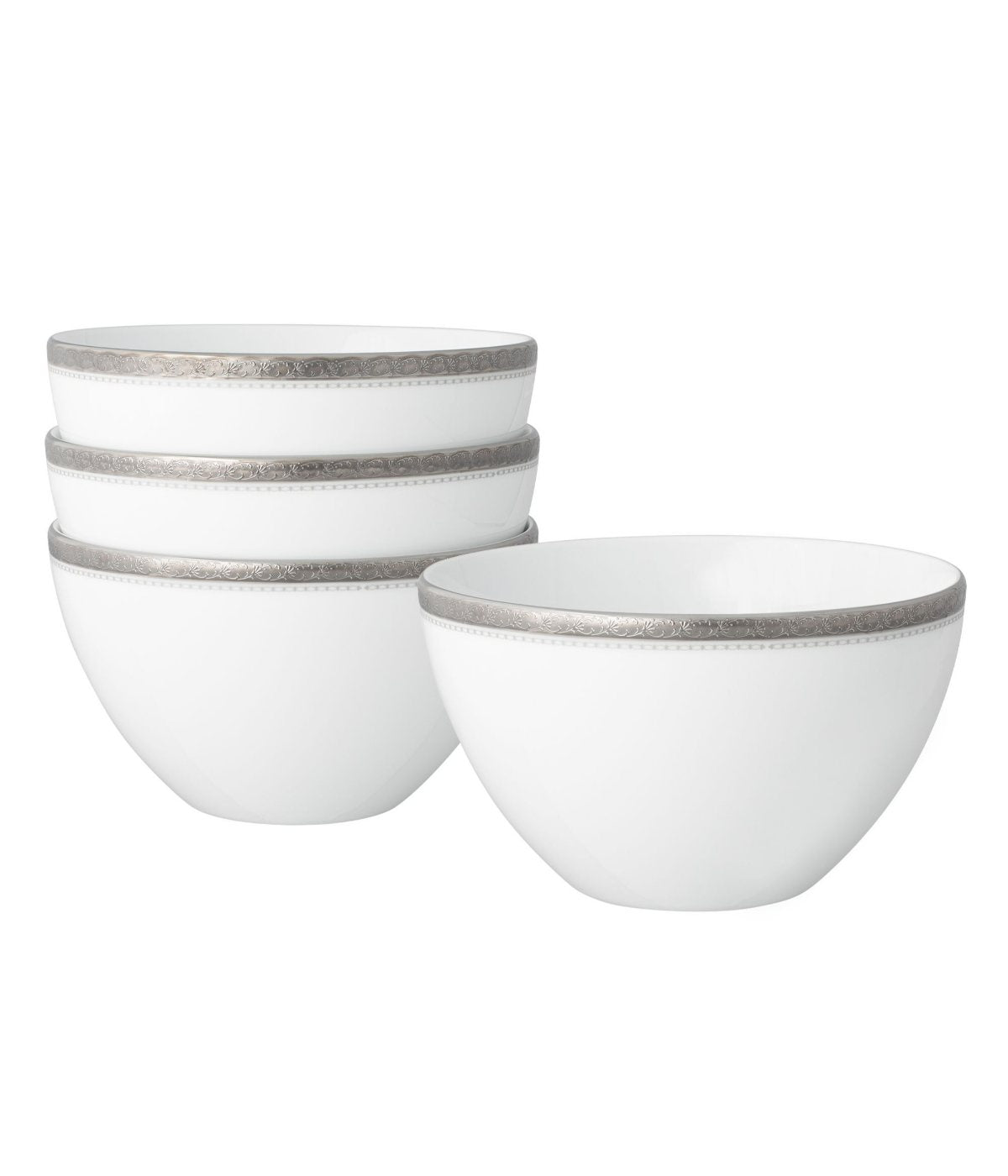  Noritake Charlotta Platinum Set Of 4 Cereal Bowls - White - Bonton